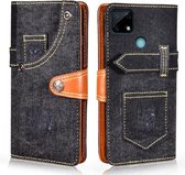 Voor OPPO Realme Narzo 30A Denim Horizontale Flip Lederen Case met Houder & Kaartsleuf & Portemonnee (Zwart)