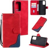 Voor Samsung Galaxy A52 5G/4G Driekleurige Stiksels Kalf Textuur Horizontale Flip Lederen Case met Houder & Kaartsleuven & Portemonnee (Rood)