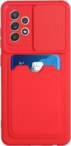 Voor Samsung Galaxy A52 5G / 4G Sliding Camera Cover Design TPU-beschermhoes met kaartsleuf (rood)