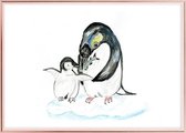 Poster Met Metaal Rose Lijst - Leuke Pinguins Poster
