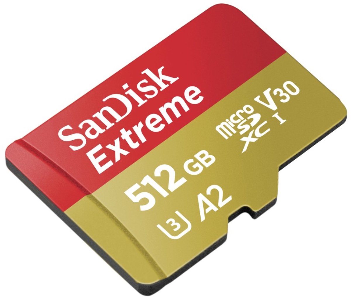 SanDisk Extreme MicroSDXC 512GB - U3 V30 A2 - 160MB/s  - met adapter