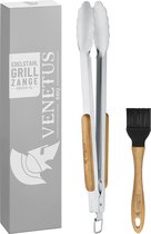 Premium BBQ Tang (45 cm!) en Kwast set - BBQ Accessoires - BBQ Set - BBQ Gereedschap - BBQ cadeau