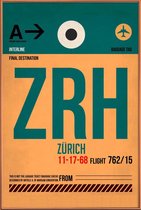 JUNIQE - Poster met kunststof lijst Zurich -40x60 /Groen & Oranje