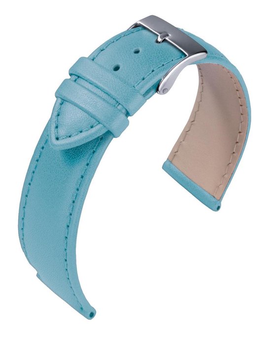EULIT horlogeband - leer - 16 mm - blauw - metalen gesp
