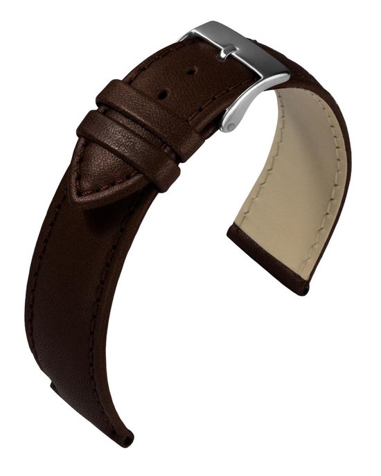 Bracelet montre EULIT - cuir - 20 mm - marron - boucle métal