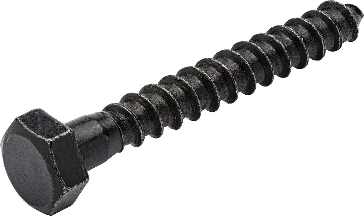 Blackline bevestigingsmaterialen - Blackline houtdraadbouten – zwart staal DIN 571 - 6.0 x 30mm / 25