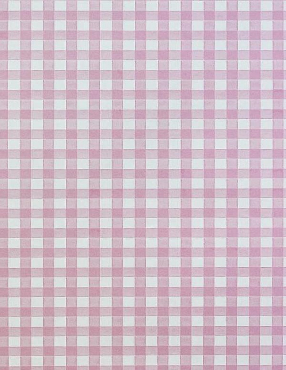 behang vlies ruitjes lichtroze wit 238021