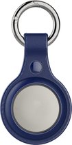 By Qubix - AirTag case Litchi Texture series - siliconen sleutelhanger met ring - blauw