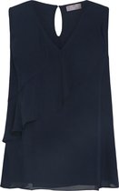 Cassis - Female - Soepele top met volants  - Marineblauw