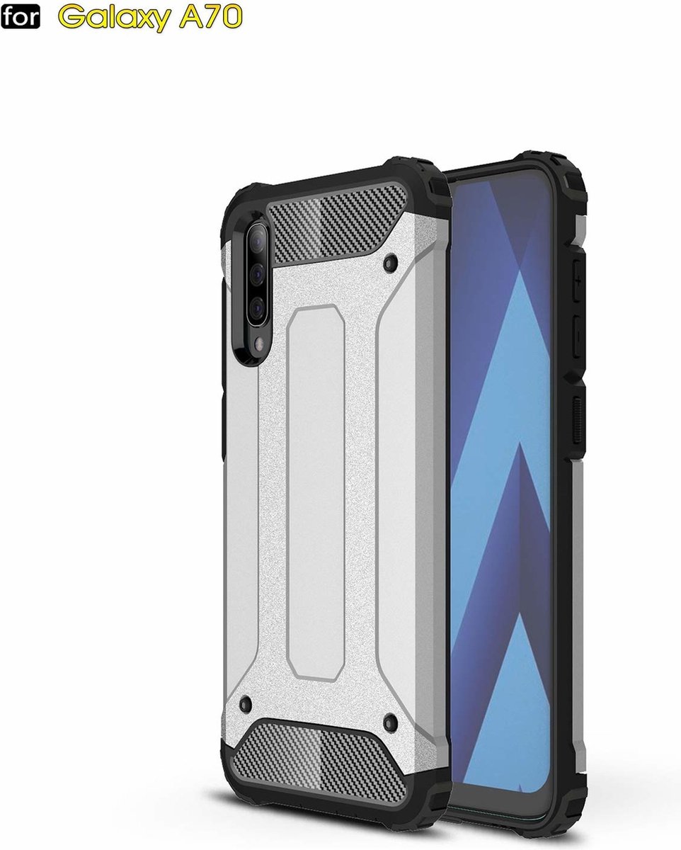 Ntech - Hoesje Geschikt Voor Samsung Galaxy A70/A70s Armor Hoesje - Zilver
