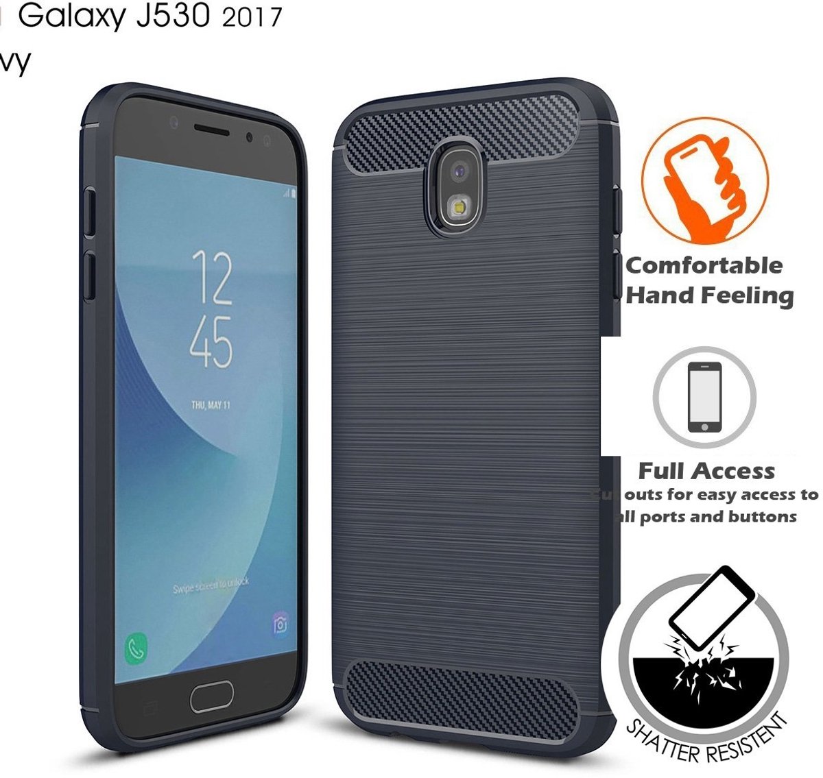 Ntech Soft Brushed TPU Hoesje Geschikt Voor Samsung Galaxy J5 (2017) - Donker Blauw