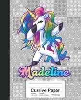 Cursive Paper: MADELINE Unicorn Rainbow Notebook