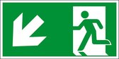 Nooduitgang bord pijl linksonder - plexiglas - E001 Zonder afstandhouders 150 x 75 mm