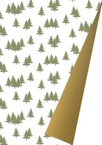 Dubbelzijdig Kerst inpakpapier met kerstbomen- Breedte 40 cm - 175m lang