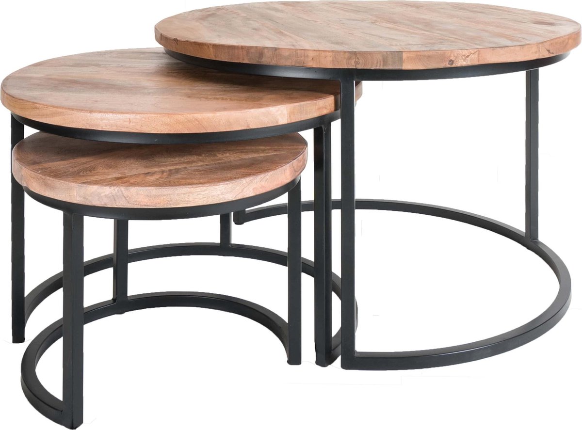 Salontafel Set van 3 - Industri le Salontafelset Erjan - Mangohout