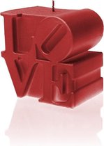 Rood gelakte figuurkaars, design: LOVE Hoogte 9 cm (30 uur)