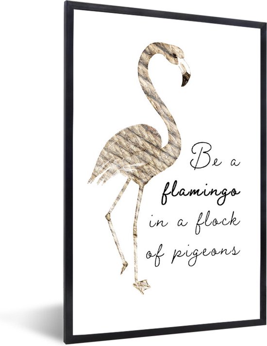Fotolijst incl. Poster - Flamingo - Veren - Vogel - 80x120 cm - Posterlijst