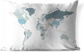 Buitenkussens - Tuin - Wereldkaart met landen in pastelkleuren met vage grenzen op een witte achtergrond - 60x40 cm