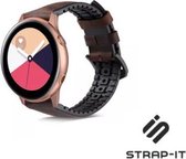 Leer, Siliconen Smartwatch bandje - Geschikt voor  Samsung Galaxy Watch Active siliconen / leren bandje - bruin - Strap-it Horlogeband / Polsband / Armband