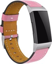 Strap-it Leren bandje - geschikt voor Fitbit Charge 3 / Fitbit Charge 4 - roze