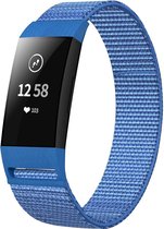 Nylon Smartwatch bandje - Geschikt voor  Fitbit Charge 3 nylon bandje - blauw - Horlogeband / Polsband / Armband