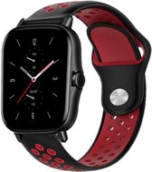 Siliconen Smartwatch bandje - Geschikt voor Strap-it Xiaomi Amazfit GTS 2 / 2e / 2 Mini sport bandje - bandbreedte 20mm - zwart/rood - Strap-it Horlogeband / Polsband / Armband