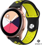 Siliconen Smartwatch bandje - Geschikt voor  Samsung Galaxy Watch Active / Active 2 sport band - zwart/geel - Strap-it Horlogeband / Polsband / Armband