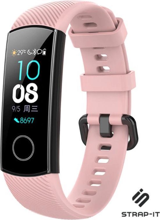 Strap-it Honor band 4 / 5 siliconen bandje - roze | bol.com