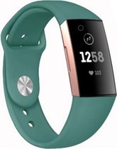 Siliconen Smartwatch bandje - Geschikt voor  Fitbit Charge 3 sport bandje - dennengroen - Maat: L - Horlogeband / Polsband / Armband