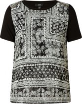YESTA Hanne-Lynn T-shirt - Black Multi Colour - maat 1(48)