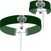 dressforfun - Halsketting en armband Zilverwoud groen - verkleedkleding kostuum halloween verkleden feestkleding carnavalskleding carnaval feestkledij partykleding - 302939