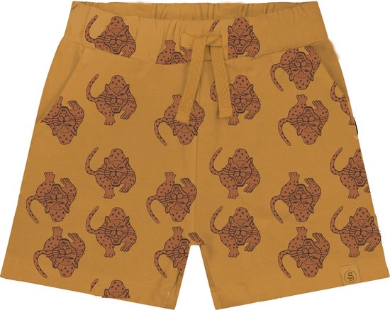 Smitten organic unisex shorts in Sea annemone Geel met Magische luipaard all-over print
