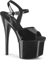 Pleaser - ESTEEM-709 Sandaal met enkelband, Paaldans schoenen - Paaldans schoenen - 38 Shoes - Zwart
