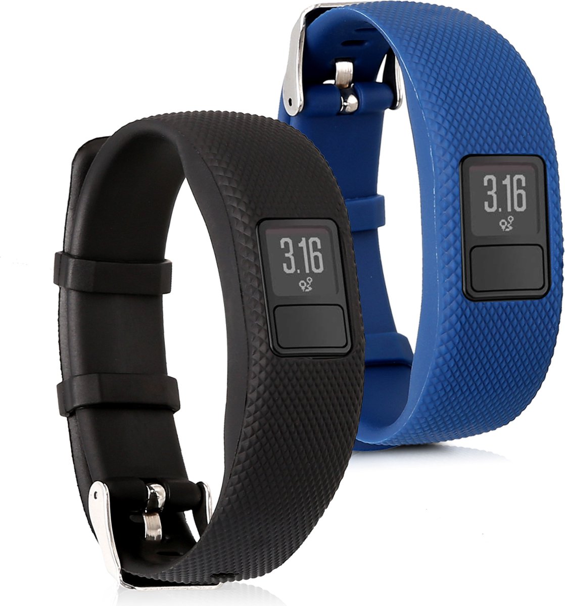 kwmobile 2x horlogebandjes geschikt voor Garmin Vivofit 4 bandje - Smartwatch bandjes van TPU - Activity tracker horloge band in zwart / donkerblauw