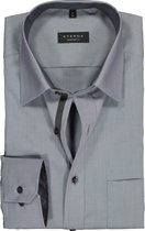 ETERNA comfort fit overhemd - chambray heren overhemd - grijs (zwart contrast) - Strijkvrij - Boordmaat: 46