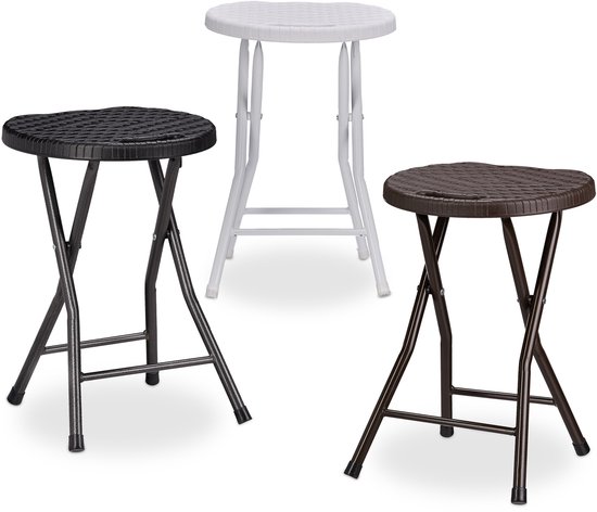 Relaxdays barkruk BASTIAN - set van 2 - inklapbaar - van kunststof - rotan look - weervast - 45 x 32,5 x 29 cm - zwart van Relaxdays — afbeelding 3