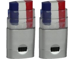 2x stuks schminkstiften Frankrijk rood wit blauw - Frankrijk EK/WK supporter artikelen