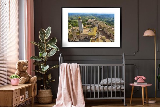 Cadre photo avec affiche - San Gimignano d'en haut près de la Toscane en Italie - 120x80 cm - Cadre pour affiche