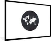 Posters Zwart Wit - Wereldkaart - Zwart Wit - Cercle - 120x80 cm