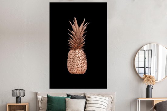 Poster 120x180 cm - Ananas - Rosé goud - Zwart - Posters - Kamer decoratie - Wanddecoratie woonkamer - Muurdecoratie slaapkamer XXL