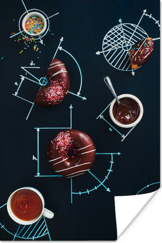 Foto: Poster meetkunde met donuts 20x30 cm