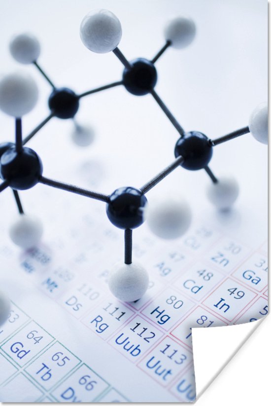 Poster 20x30 cm - DNA-model op het periodiek systeem - Posters - Kamer decoratie - Wanddecoratie woonkamer - Muurdecoratie slaapkamer