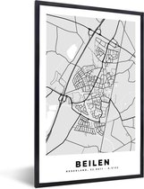 Fotolijst incl. Poster - Stadskaart - Beilen - Grijs - Wit - 20x30 cm - Posterlijst - Plattegrond