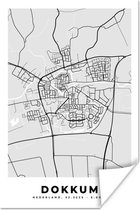 Poster City Map - Dokkum - Grijs - Wit - 120x180 cm XXL
