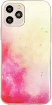 Aquarel glitter patroon schokbestendig TPU beschermhoes voor iPhone 12/12 Pro (primrose)