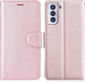 Voor Samsung Galaxy S21 Ultra 5G Zijden Textuur Horizontale Flip Leren Case met Houder & Kaartsleuven & Portemonnee & Fotolijst (Rose Goud)