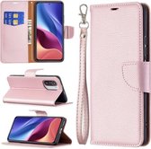 Voor Xiaomi Mi 11i / Poco F3 / Redmi K40 / K40 Pro Litchi Textuur Pure Kleur Horizontale Flip Leren Case met Houder & Kaartsleuven & Portemonnee & Lanyard (Rose Goud)