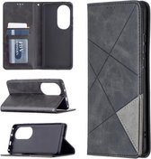 Voor Huawei P50 Pro Rhombus Texture Horizontale Flip Magnetische Leren Case met Houder & Kaartsleuven (Zwart)