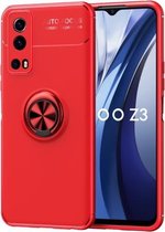 Voor vivo IQOO Z3 5G metalen ringhouder 360 graden roterende TPU-hoes (rood + rood)