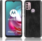 Voor Motorola Moto G30 / G10 Schokbestendig Naaien Koe Patroon Huid PC + PU + TPU Case (Zwart)